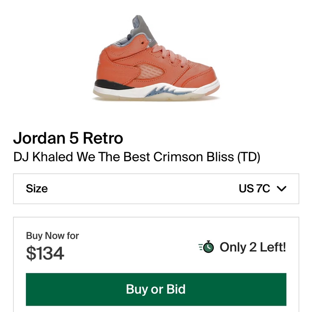 Jordan 5 Retro x DJ Khaled TD “We The Best - Crimson Bliss” Toddler Size 7C - Picture 9 of 9